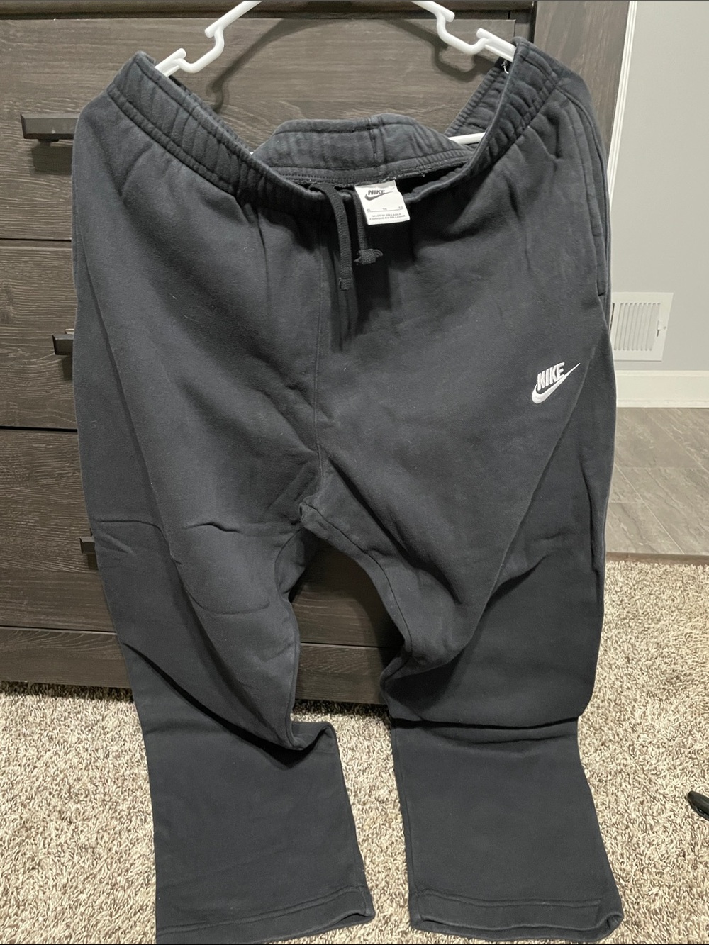 Nike Black Track Pants with White Swoosh